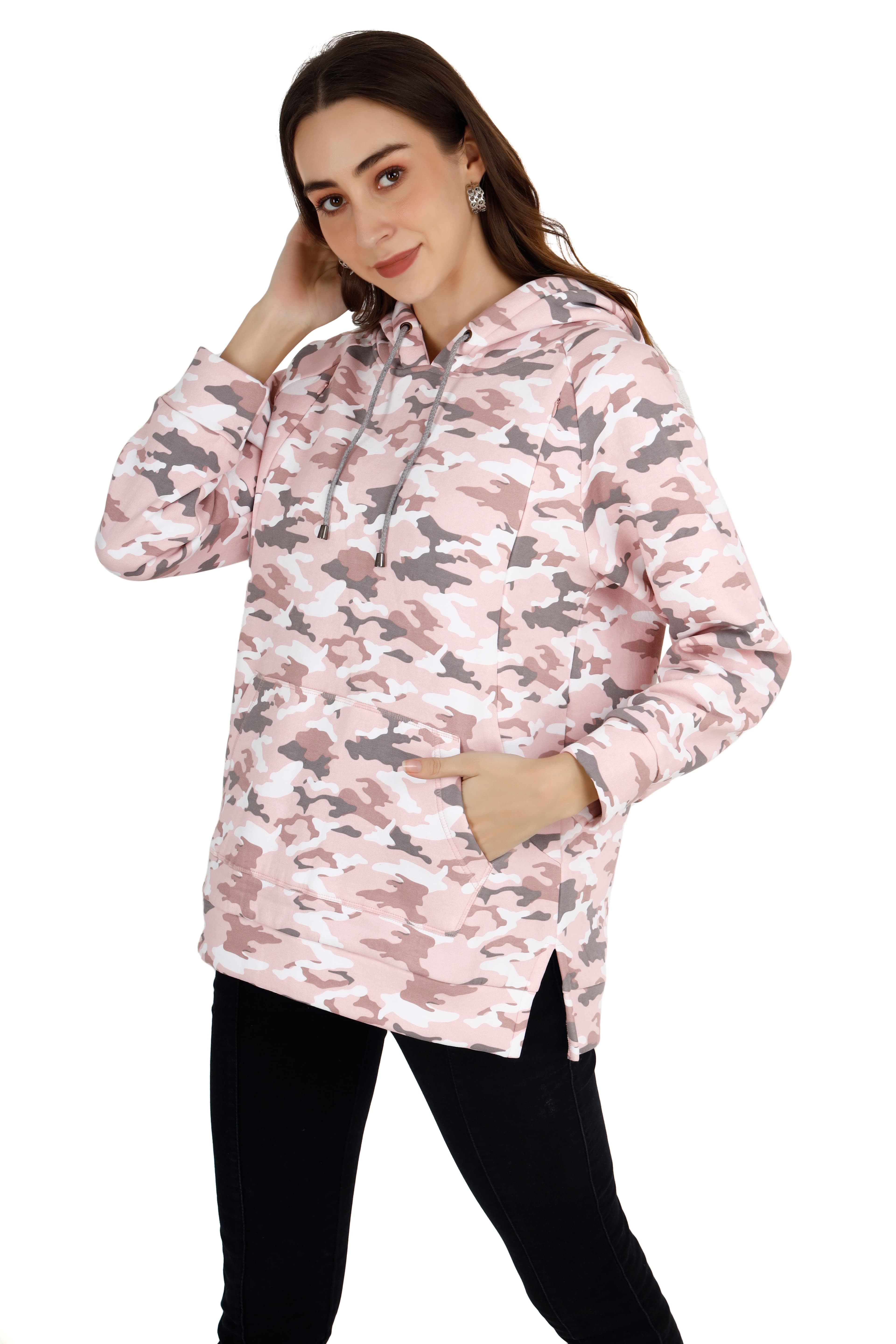 Women's Pink Army Camo Hoodie
